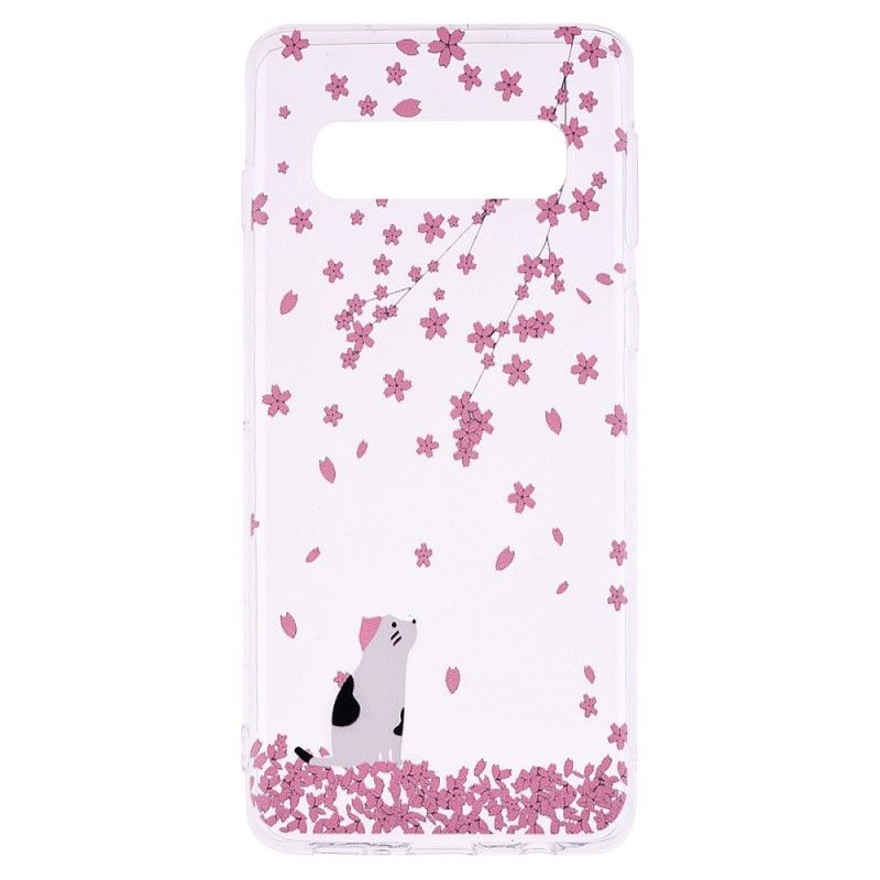 Coque Samsung Galaxy S10 Pétales Et Chat