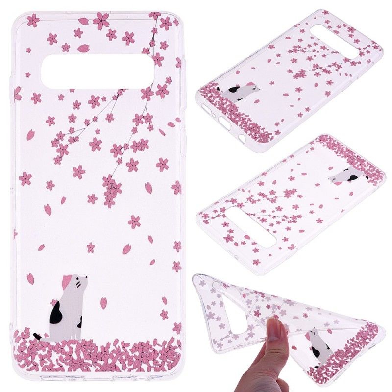 Coque Samsung Galaxy S10 Pétales Et Chat