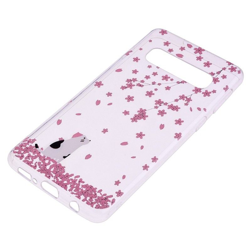 Coque Samsung Galaxy S10 Pétales Et Chat