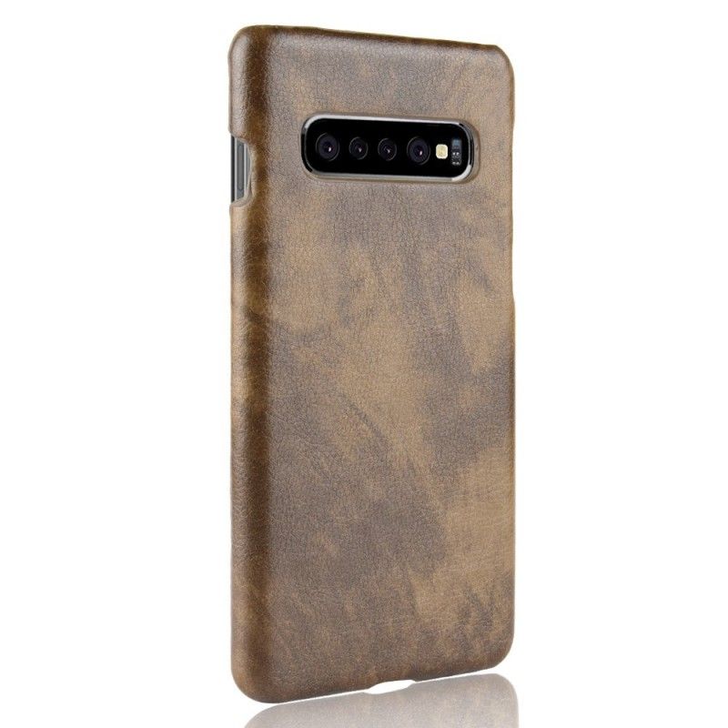 Coque Samsung Galaxy S10 Plus Effet Cuir Litchi