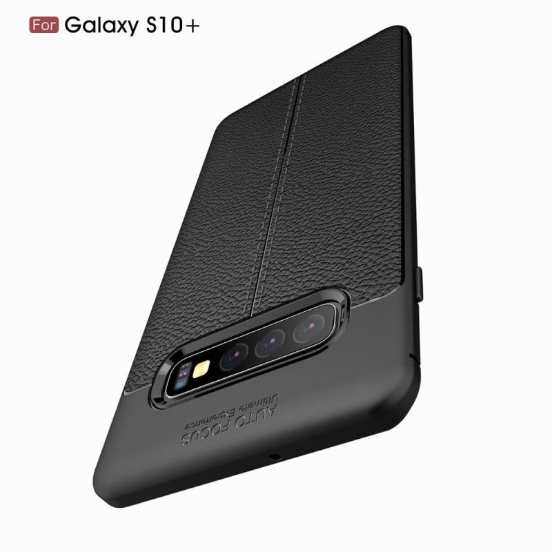 Coque Samsung Galaxy S10 Plus Effet Cuir Litchi Double Line