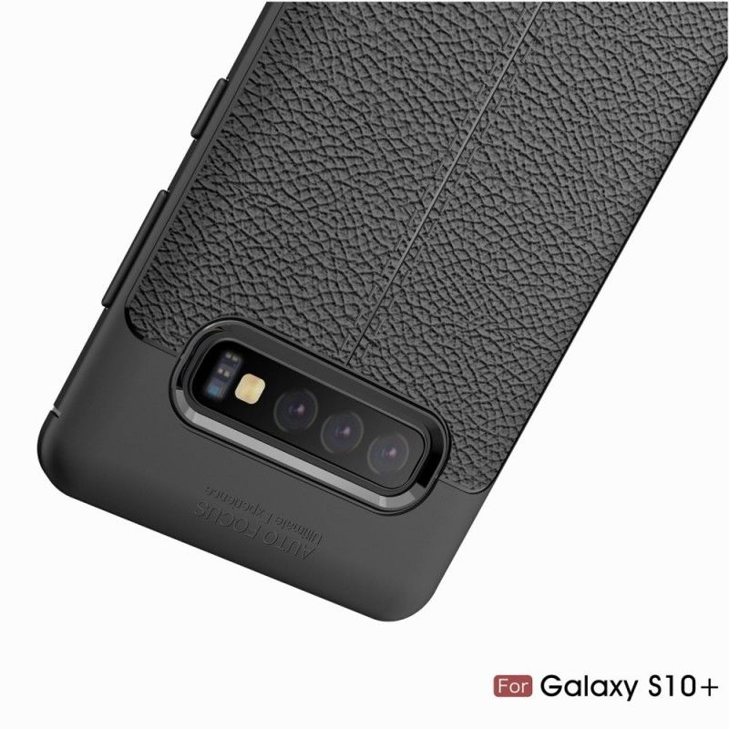 Coque Samsung Galaxy S10 Plus Effet Cuir Litchi Double Line