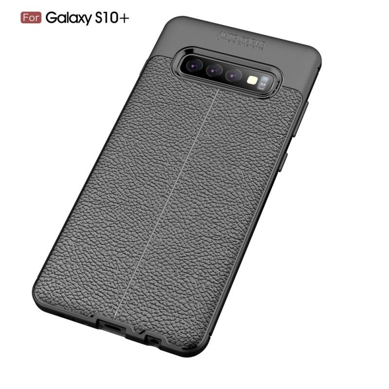 Coque Samsung Galaxy S10 Plus Effet Cuir Litchi Double Line