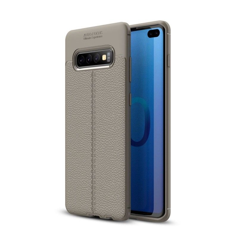 Coque Samsung Galaxy S10 Plus Effet Cuir Litchi Double Line