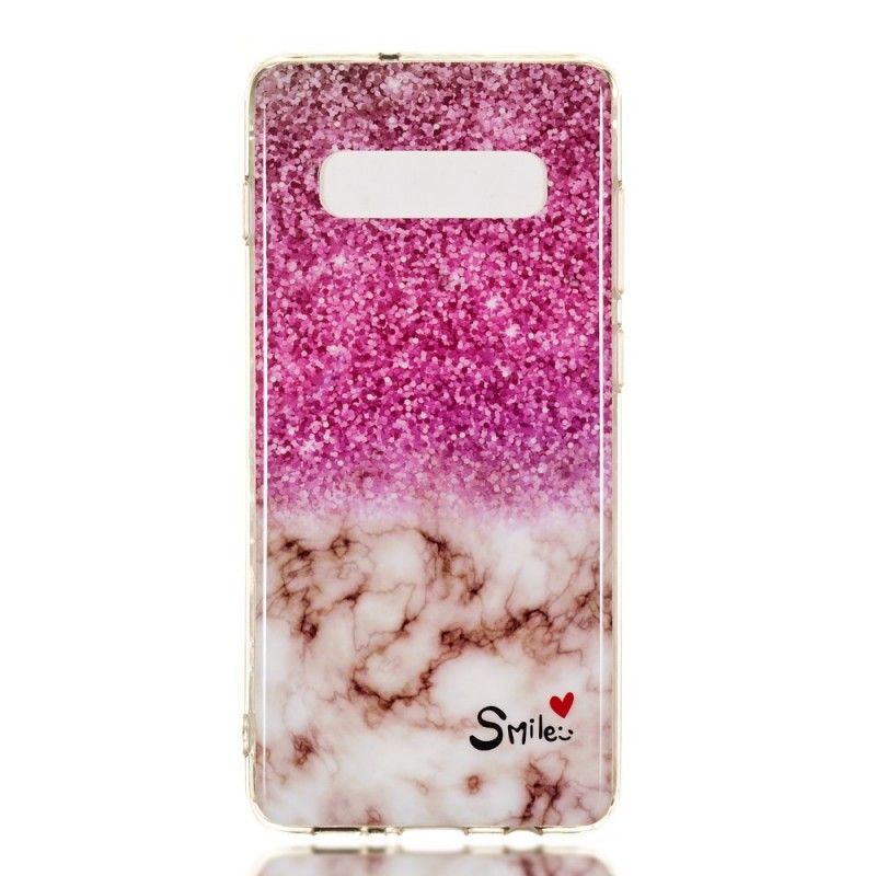 Coque Samsung Galaxy S10 Plus Marbre Paillettes Et Smile