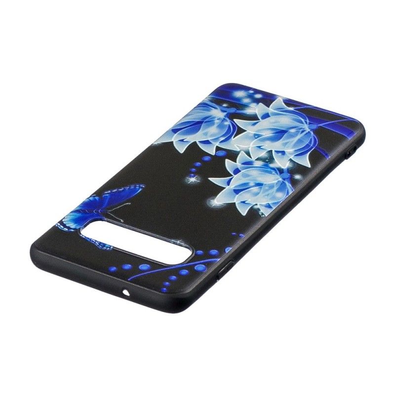 Coque Samsung Galaxy S10 Plus Papillon Et Fleurs Bleus