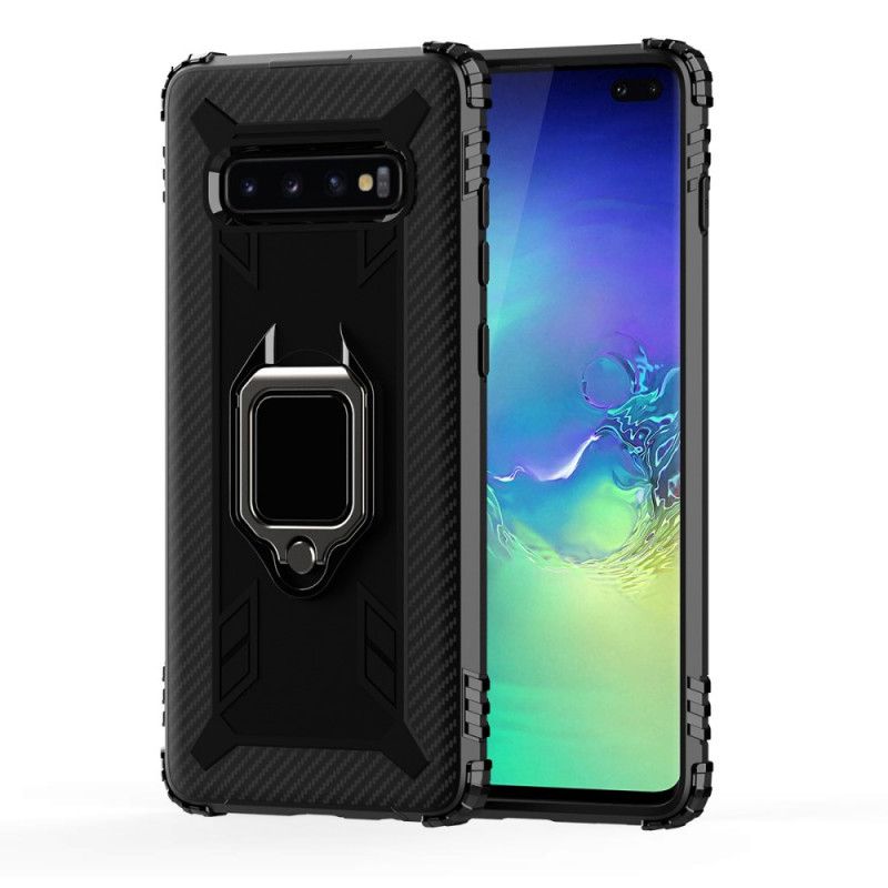 Coque Samsung Galaxy S10 Plus Ring Et Fibre Carbone