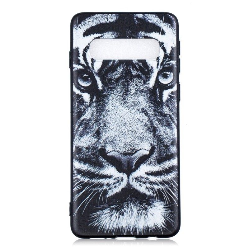 Coque Samsung Galaxy S10 Plus Tigre Noir Et Blanc