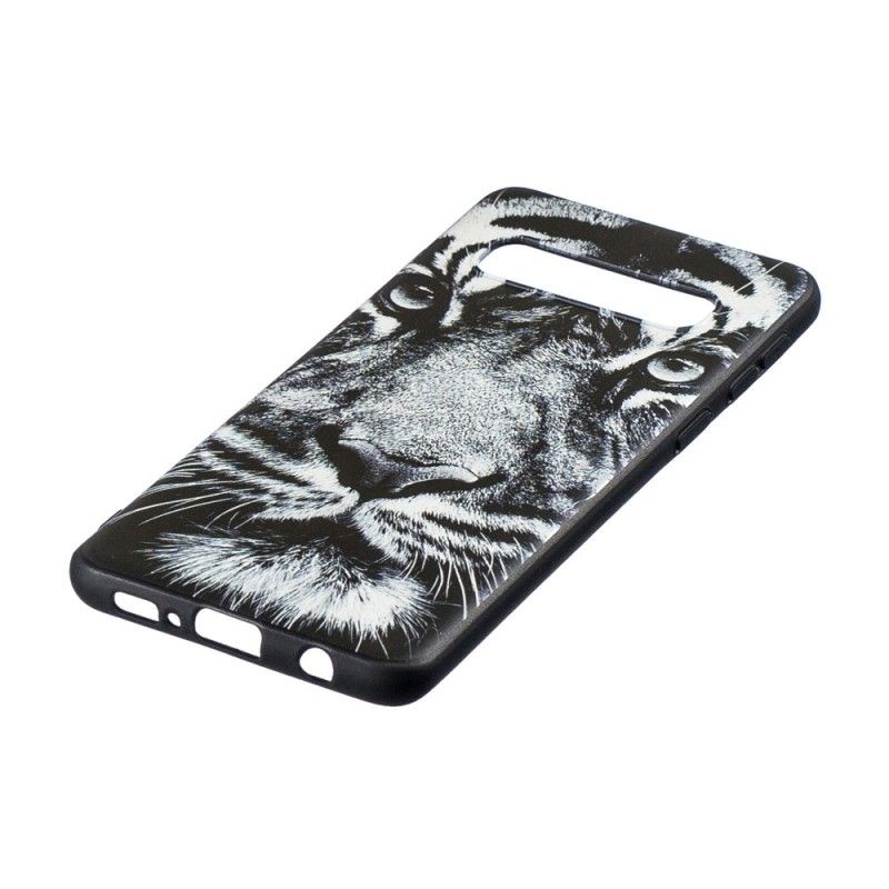 Coque Samsung Galaxy S10 Plus Tigre Noir Et Blanc