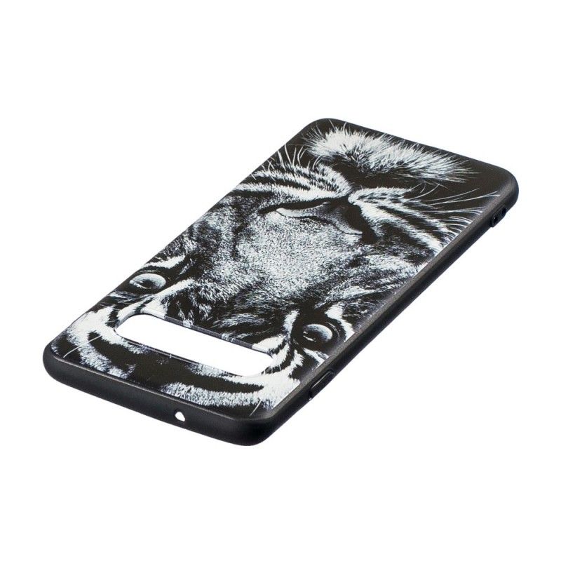 Coque Samsung Galaxy S10 Plus Tigre Noir Et Blanc