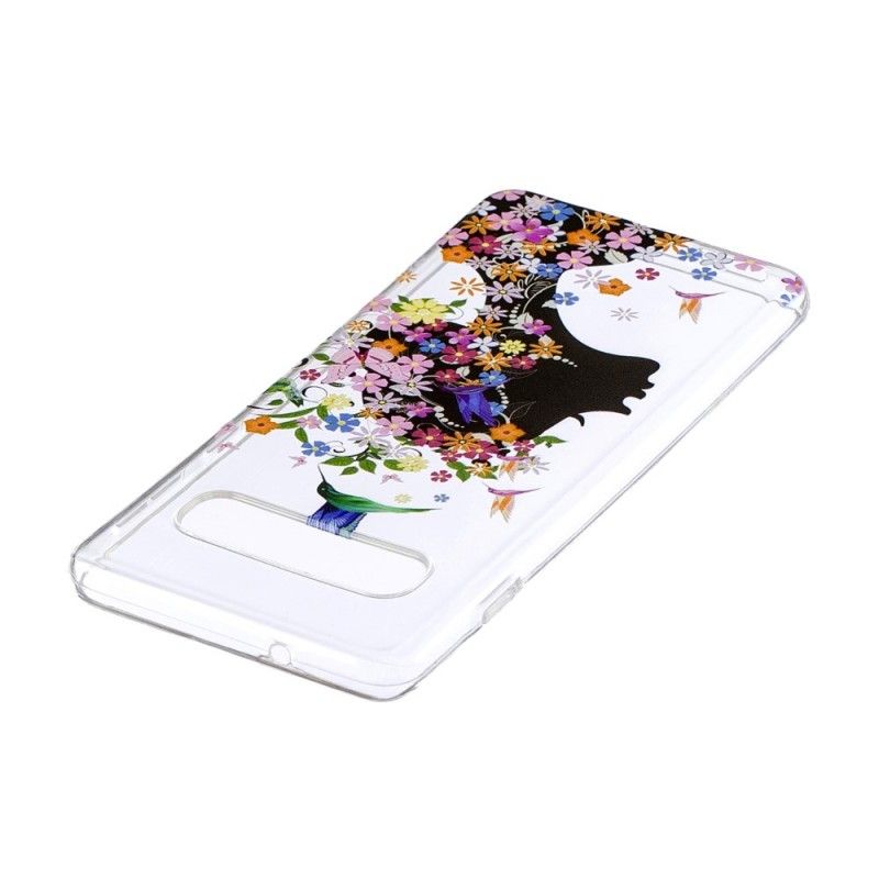 Coque Samsung Galaxy S10 Transparente Fille Fleurie