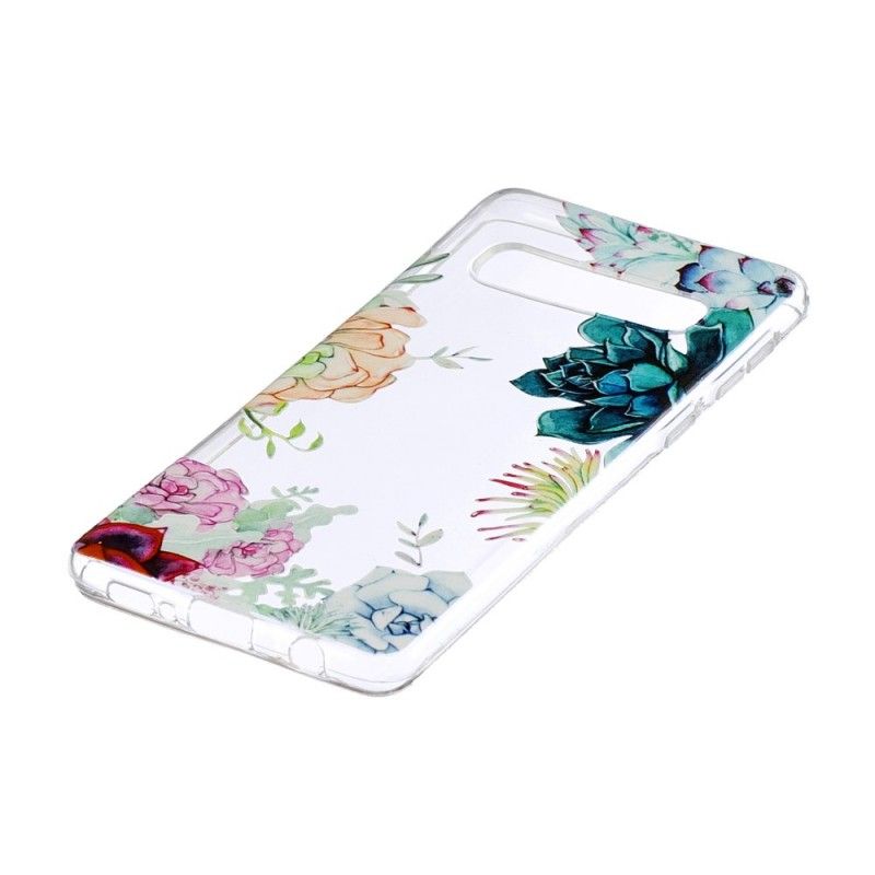 Coque Samsung Galaxy S10 Transparente Fleurs Aquarelles