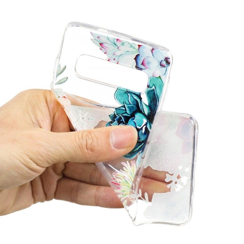 Coque Samsung Galaxy S10 Transparente Fleurs Aquarelles