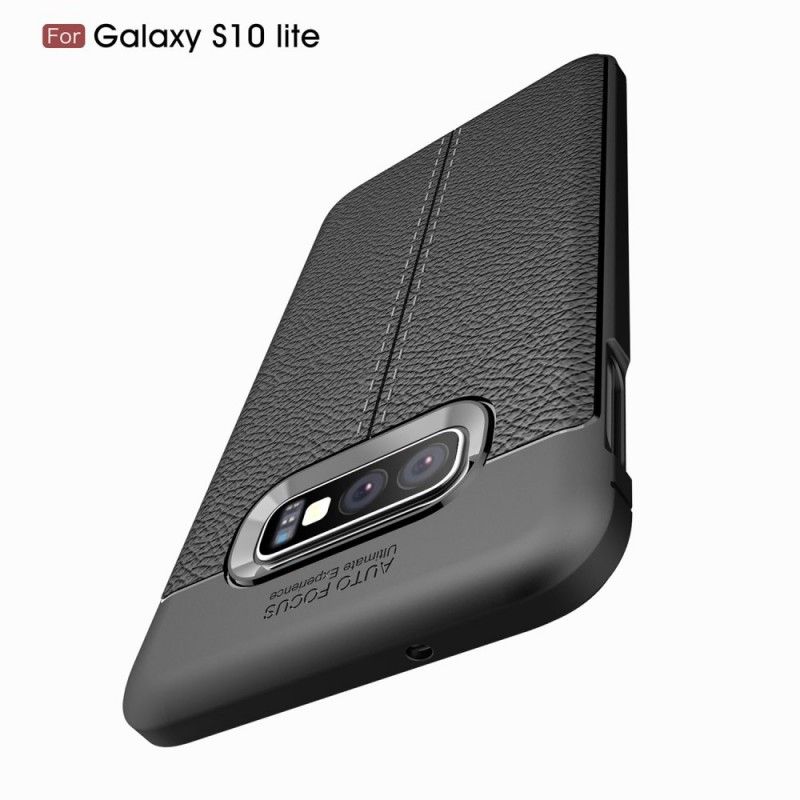 Coque Samsung Galaxy S10e Effet Cuir Litchi Double Line