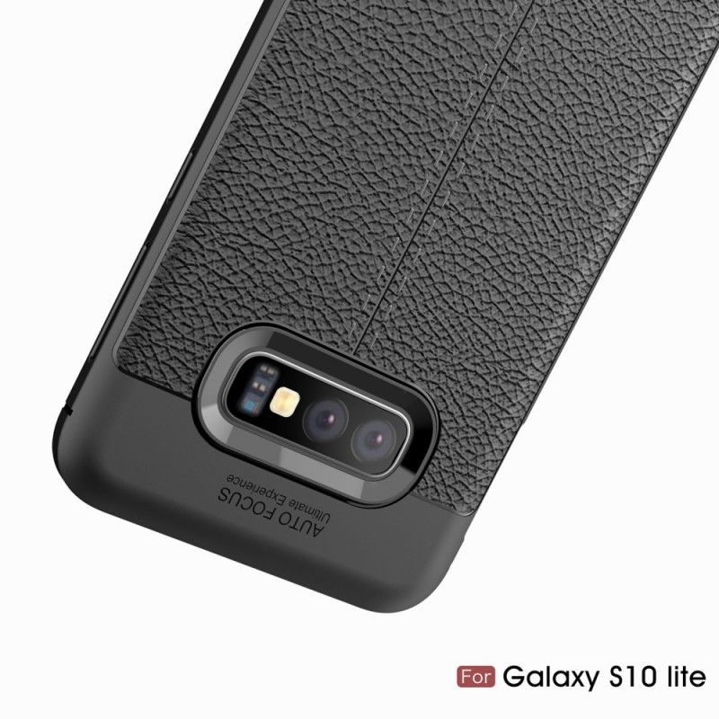 Coque Samsung Galaxy S10e Effet Cuir Litchi Double Line