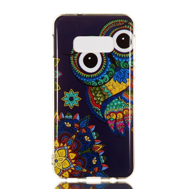 Coque Samsung Galaxy S10e Hibou Mandala Fluorescente