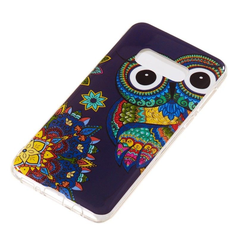 Coque Samsung Galaxy S10e Hibou Mandala Fluorescente