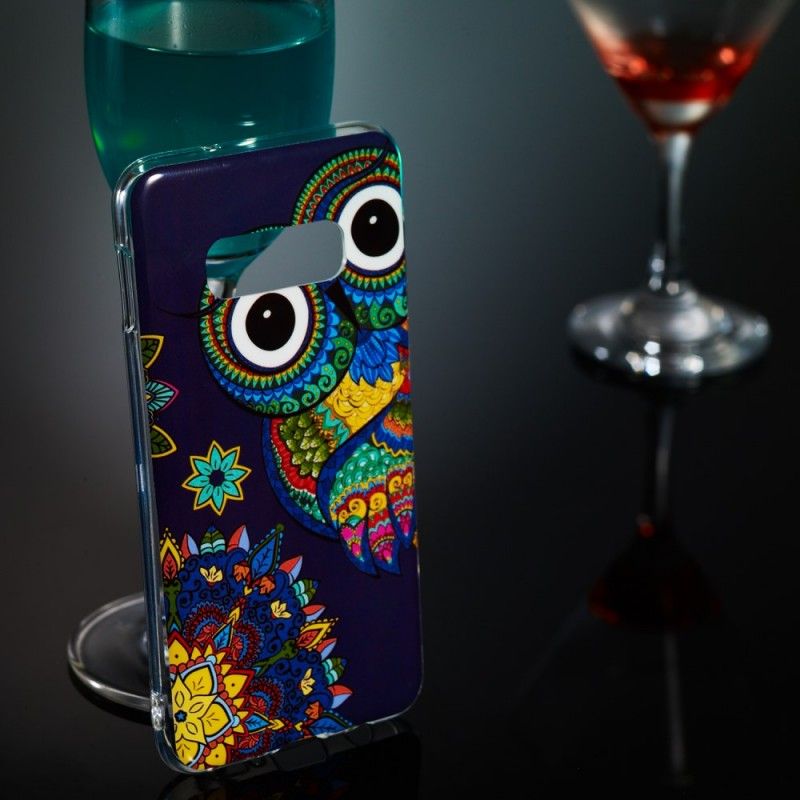 Coque Samsung Galaxy S10e Hibou Mandala Fluorescente