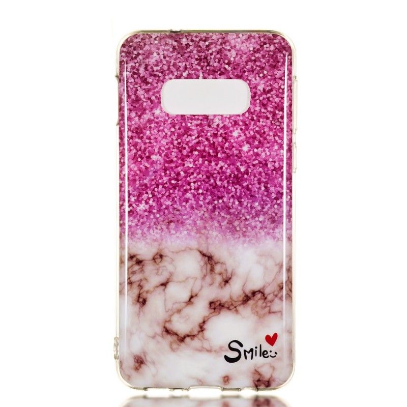 Coque Samsung Galaxy S10e Marbre Paillettes Et Smile