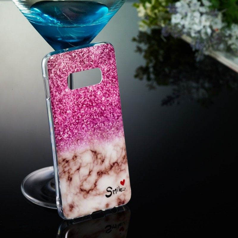 Coque Samsung Galaxy S10e Marbre Paillettes Et Smile