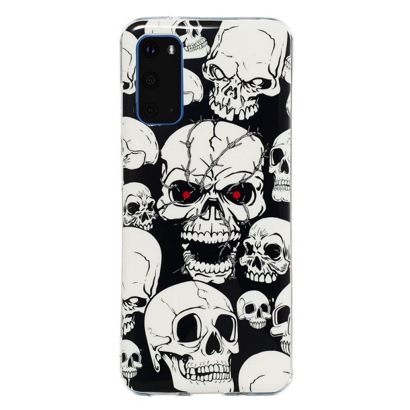 Coque Samsung Galaxy S20 Attention Têtes De Mort Fluorescente