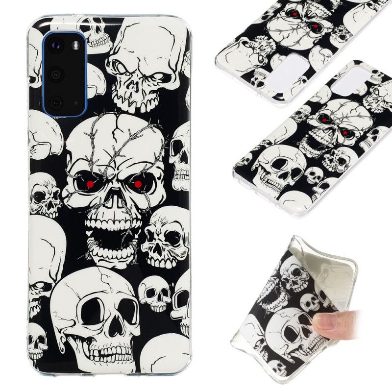 Coque Samsung Galaxy S20 Attention Têtes De Mort Fluorescente