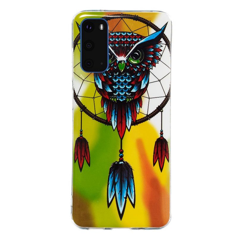 Coque Samsung Galaxy S20 Attrape Rêves Hibou Fluorescente