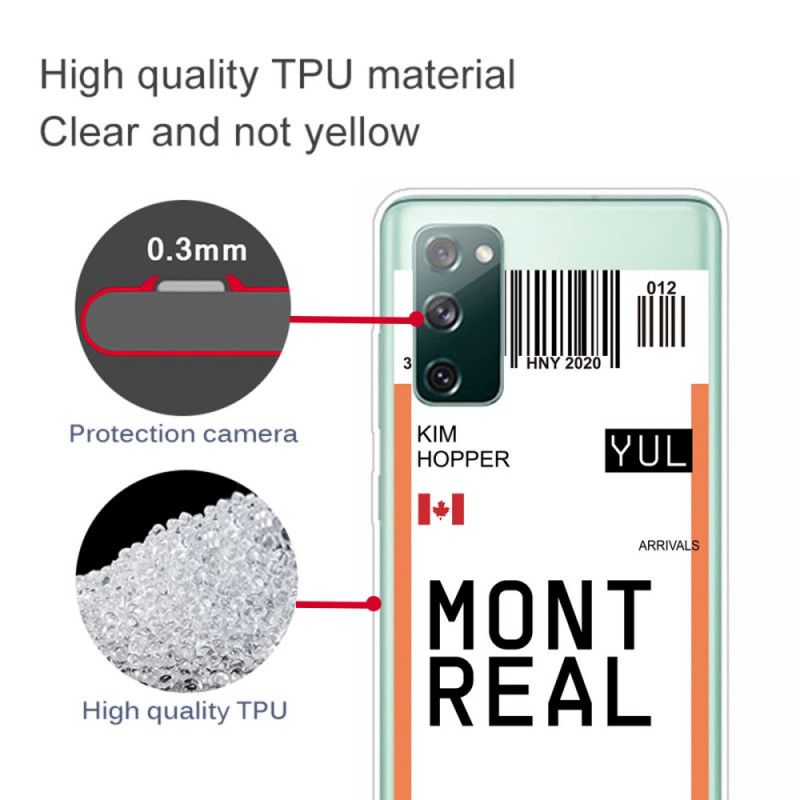 Coque Samsung Galaxy S20 Fe Boarding Pass To Montreal