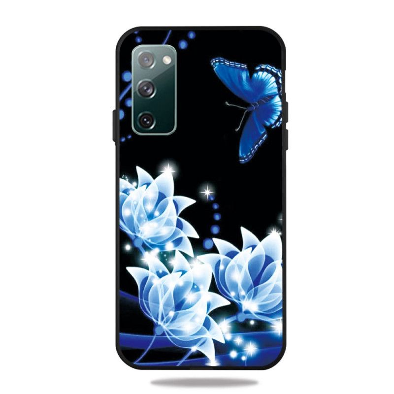 Coque Samsung Galaxy S20 Fe Papillon Et Fleurs Bleus