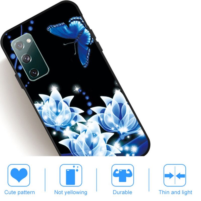 Coque Samsung Galaxy S20 Fe Papillon Et Fleurs Bleus