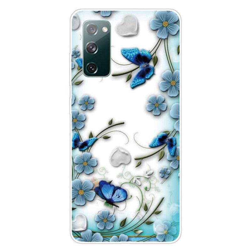 Coque Samsung Galaxy S20 Fe Transparente Papillons Et Fleurs Rétros