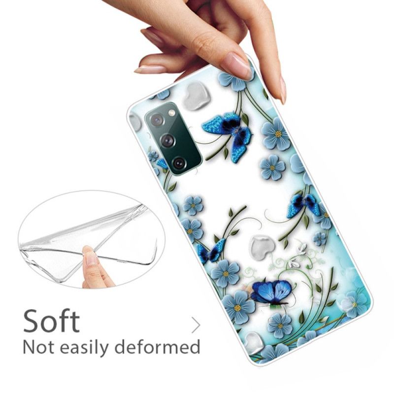 Coque Samsung Galaxy S20 Fe Transparente Papillons Et Fleurs Rétros