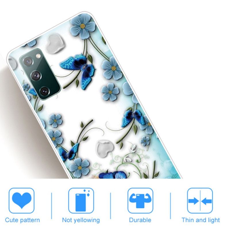 Coque Samsung Galaxy S20 Fe Transparente Papillons Et Fleurs Rétros