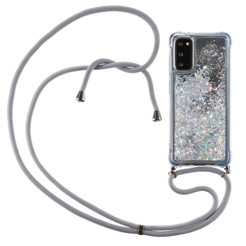 Coque Samsung Galaxy S20 Paillettes Avec Cordon