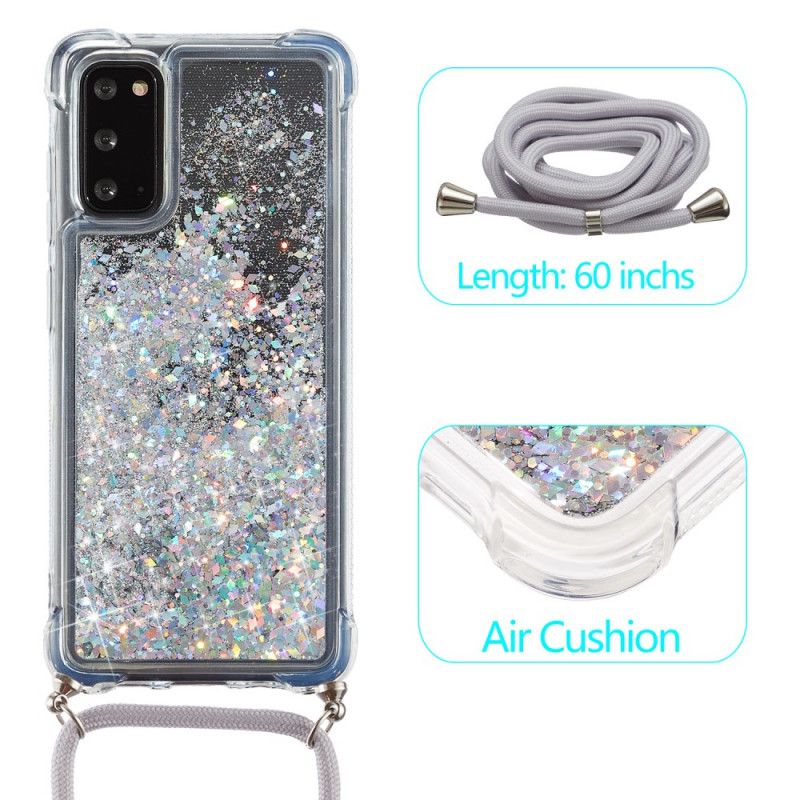 Coque Samsung Galaxy S20 Paillettes Avec Cordon