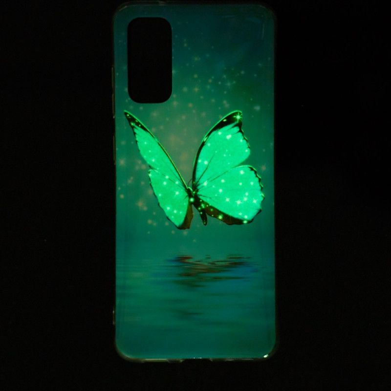 Coque Samsung Galaxy S20 Papillon Bleu Fluorescente