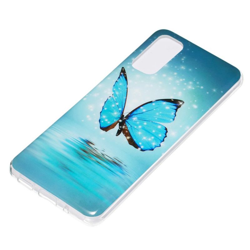 Coque Samsung Galaxy S20 Papillon Bleu Fluorescente