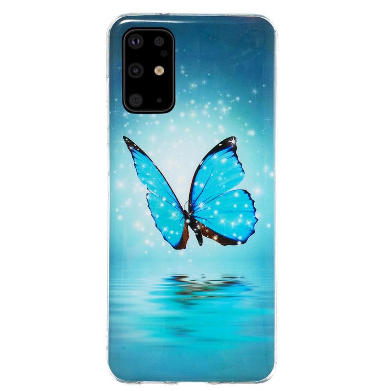 Coque Samsung Galaxy S20 Plus / S20 Plus 5g Papillon Bleu Fluorescente