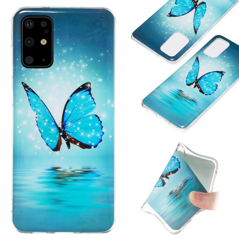 Coque Samsung Galaxy S20 Plus / S20 Plus 5g Papillon Bleu Fluorescente