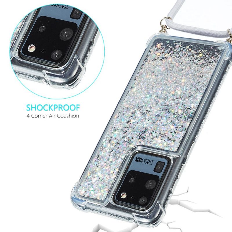 Coque Samsung Galaxy S20 Ultra Paillettes Avec Cordon