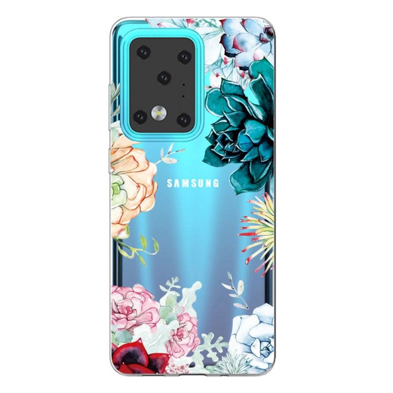 Coque Samsung Galaxy S20 Ultra Transparente Fleurs Aquarelle