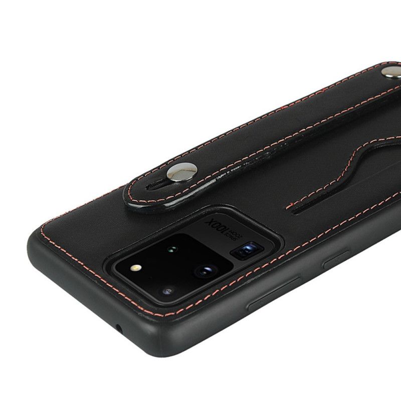 Coque Samsung Galaxy S20 Ultra Véritable Cuir Sangle Et Porte-carte