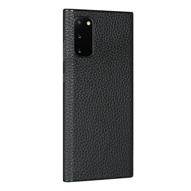 Coque Samsung Galaxy S20 Véritable Cuir Litchi Avec Lanière