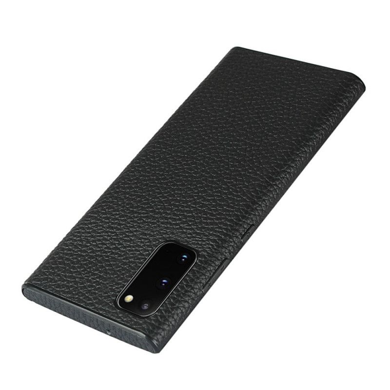 Coque Samsung Galaxy S20 Véritable Cuir Litchi Avec Lanière