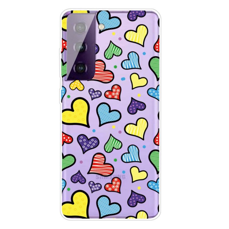 Coque Samsung Galaxy S21 5g Coeurs Multicolores