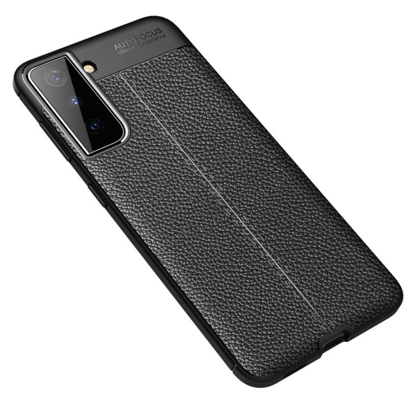 Coque Samsung Galaxy S21 5g Effet Cuir Litchi Double Line