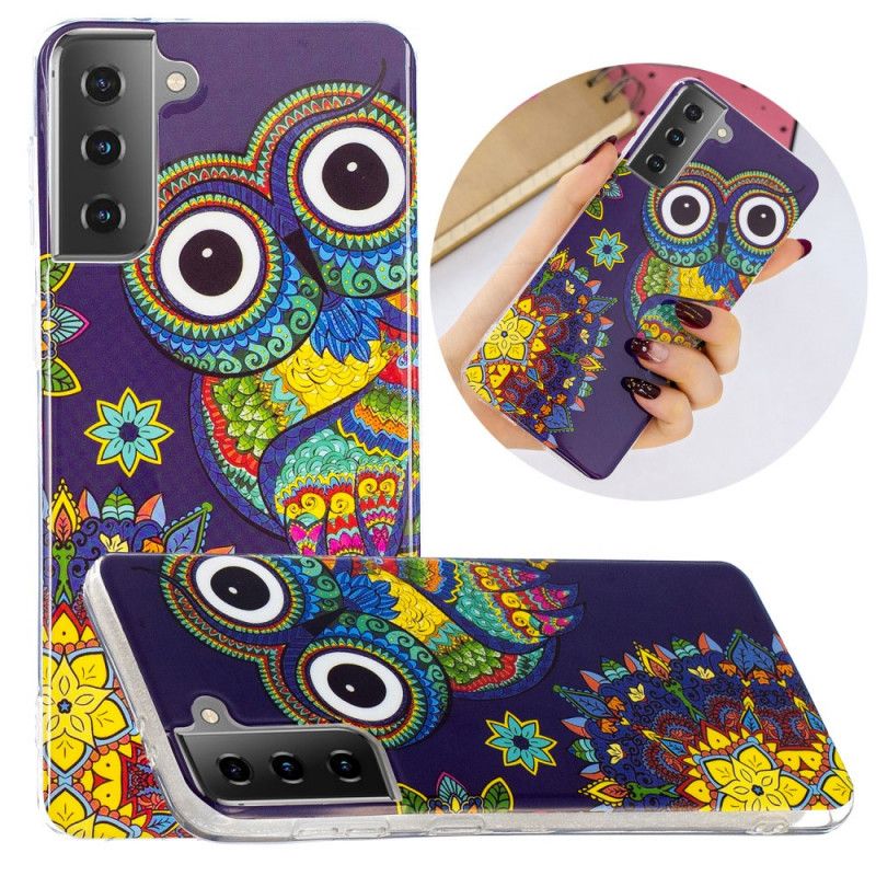 Coque Samsung Galaxy S21 5g Hibou Mandala Fluorescente