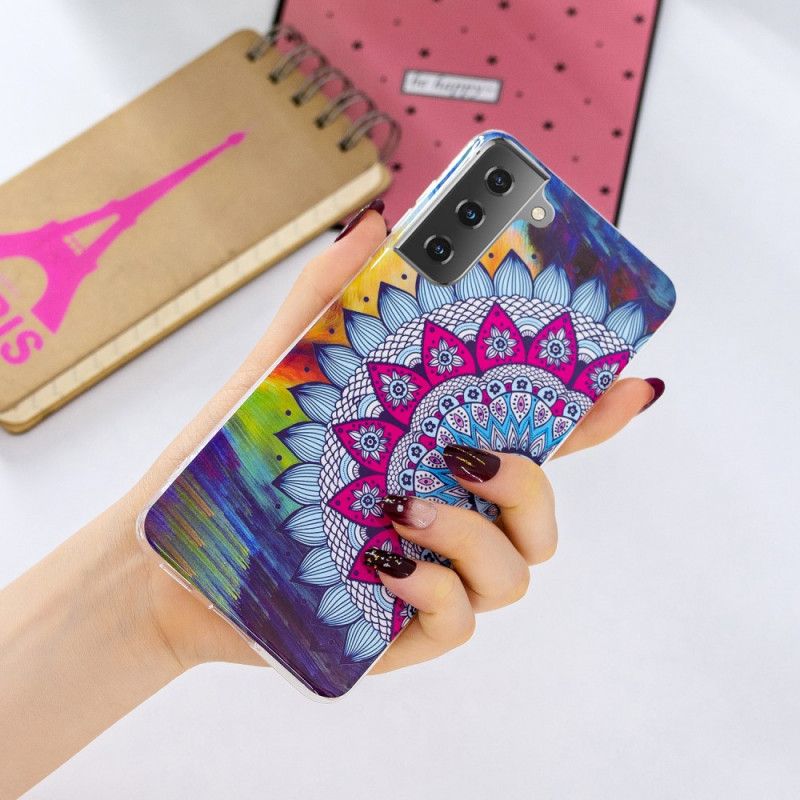 Coque Samsung Galaxy S21 5g Mandala Coloré Fluorescente