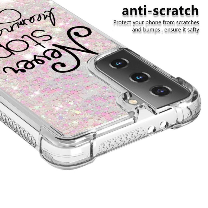 Coque Samsung Galaxy S21 5g Never Stop Dreaming Paillettes