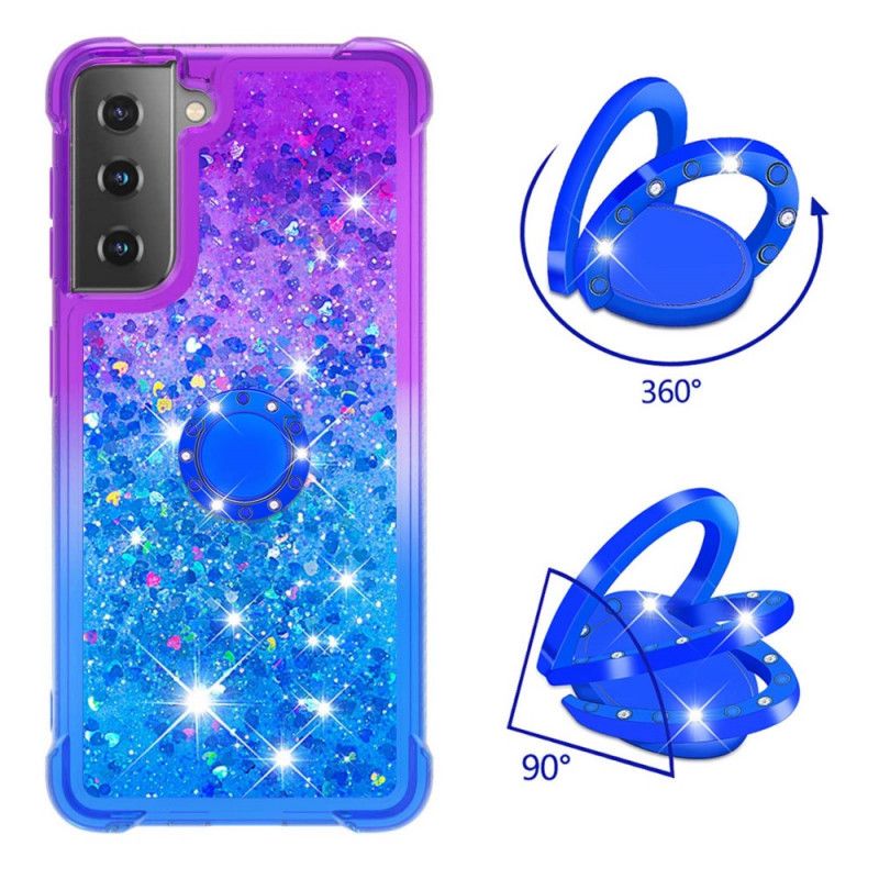 Coque Samsung Galaxy S21 5g Paillettes Anneau-support